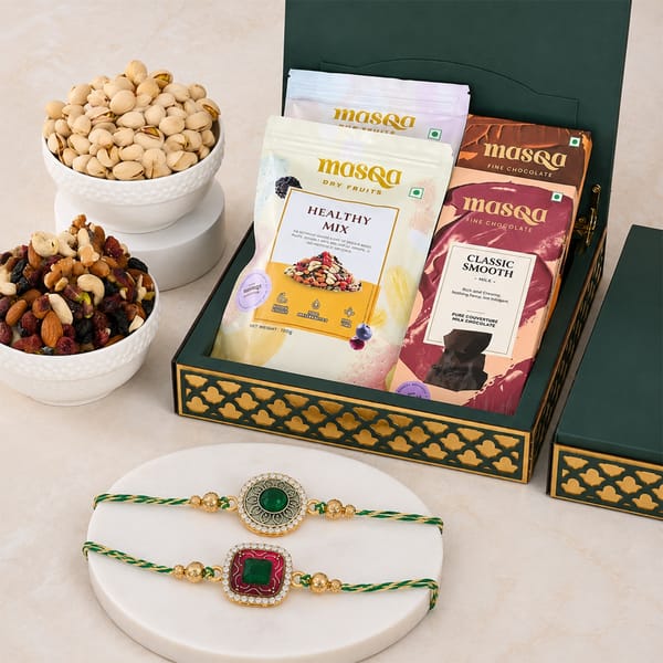 Semi-Precious Stone Rakhi Set with Gourmet Treats