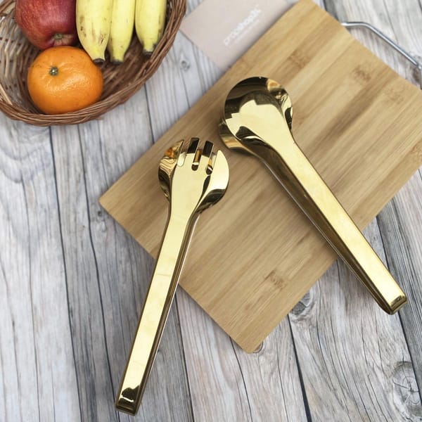 Serving Tongs - Stainless Steel - Golden Color - Single Piece