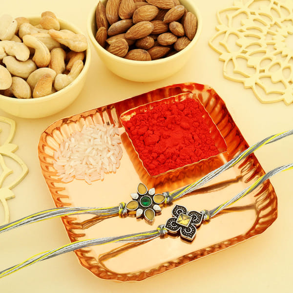 Set of 2 Oxidized Rakhis Hamper For Bhai