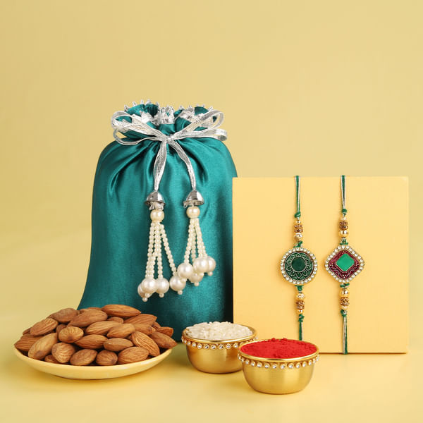 Set of 2 Stone Rakhi Hamper