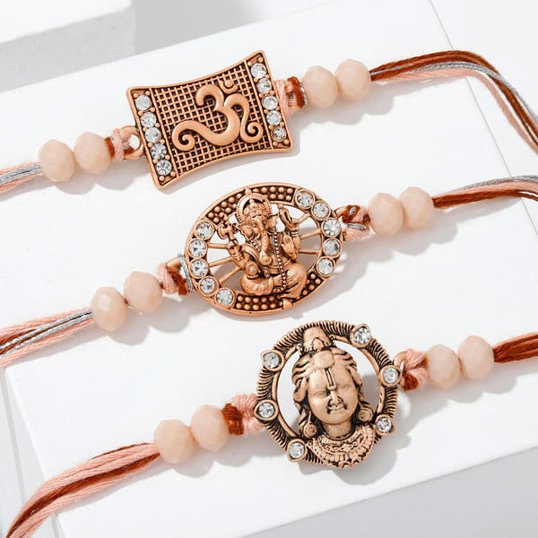 Set of 3 Copper Finish Divine Rakhis