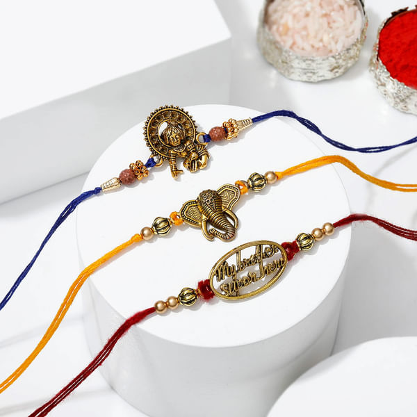 Set of 3 Designer Metal Rakhi