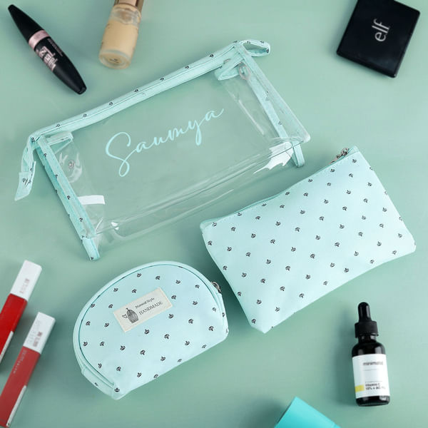 Set of 3 Personalized Cosmetic Pouches