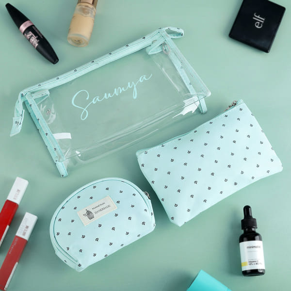 Set of 3 Personalized Cosmetic Pouches