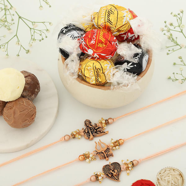 Set of 3 Rakhis with Assorted Chocolates