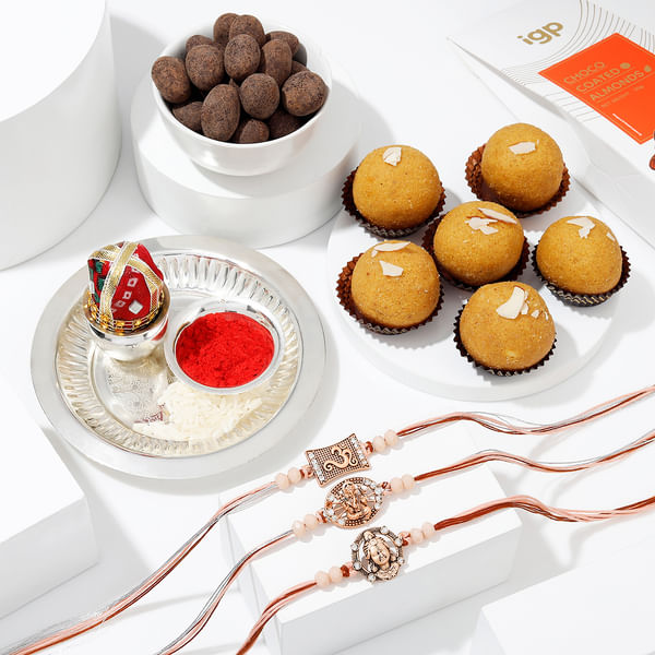 Set of 3 Spiritual Beliefs Rakhi Hamper