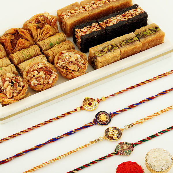 Set of 4 Loaded with Love Rakhi Hamper