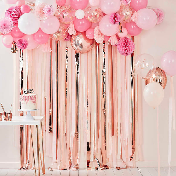 Set of 5 Rose Gold Confetti Balloons for Parties & Celebrations