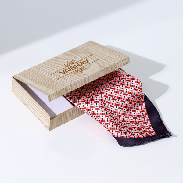 Sharp Statement Geometric Red Pocket Square