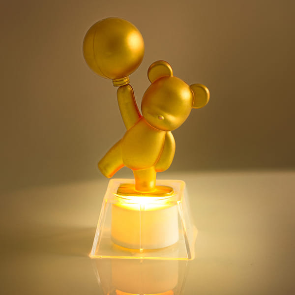 Shimmering Gold Teddy With LED Base