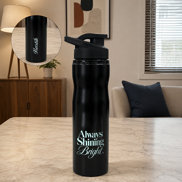 Shining Bright Personalized Black Stainless Steel Bottle