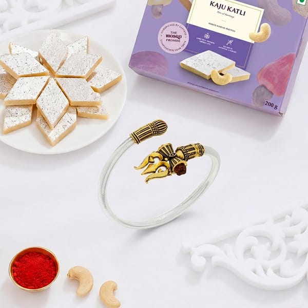 Shiva Rakhi Bracelet with Kaju Katli Combo