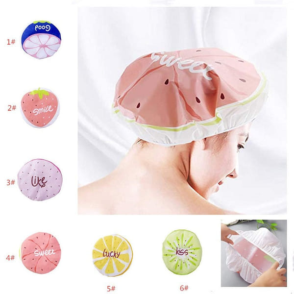 Shower Cap - Fruit - Assorted - Set Of 4