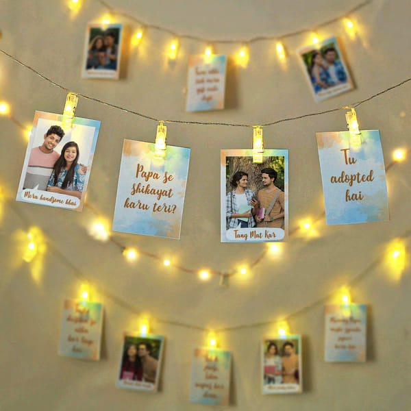 Sibling LED String Lights Personalized Photo Frames