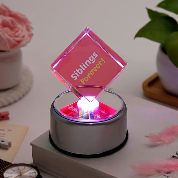 Siblings Forever Personalized LED Crystal Cube