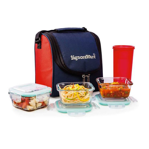 Signoraware Glass Lunch Box Set with Bag