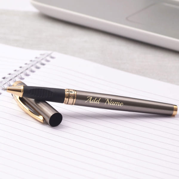 Silver Grey And Gold Personalized Ball Pen