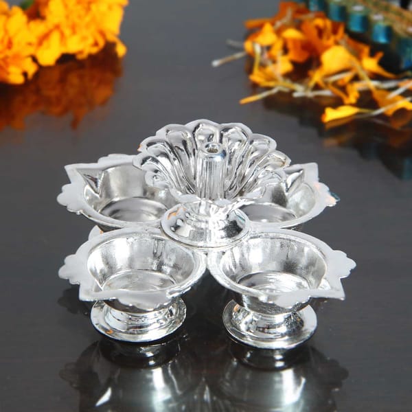Silver Plated Diya Set