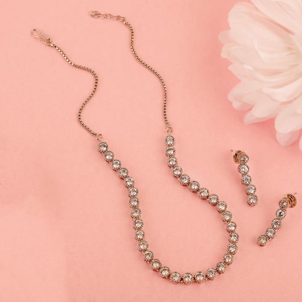 Single Line CZ Solitaire Necklace Set