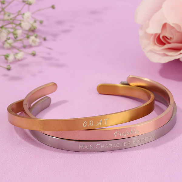 Sleek Personalized Women's Cuff Bracelets (set of 3)
