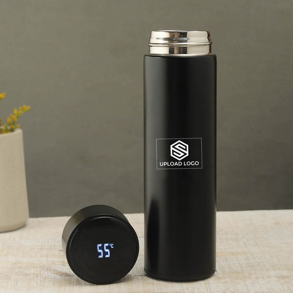 Smart LED Display Temperature Bottle - Customized With Logo