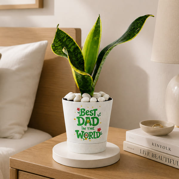 Snake Lotus Plant and Self-Watering Planter for Dad