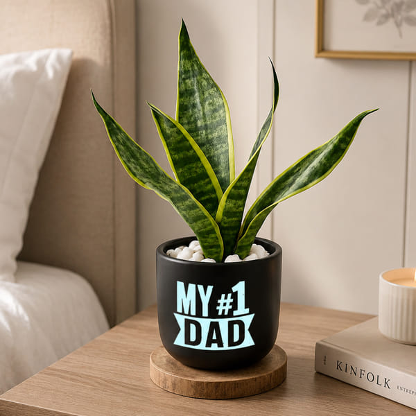Snake Plant with Clay Planter for Dad