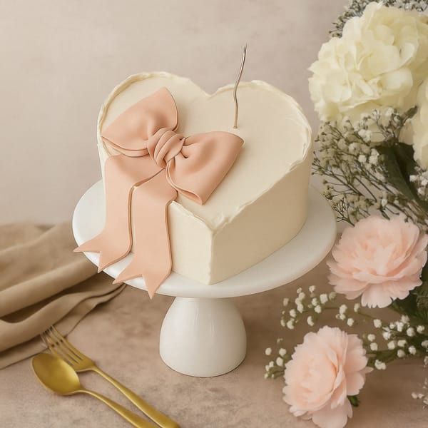 Soft Bow Heart Cake (600 Gm)