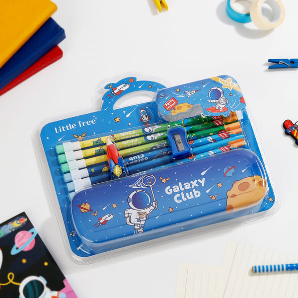 Space-Themed Stationery Set for Kids - 9 Pcs