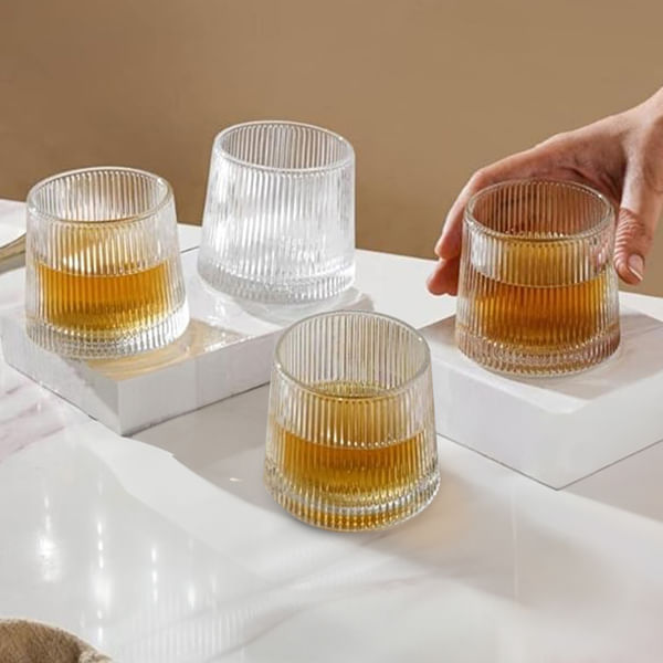Spinning Sparkle Drinking Glass - Set Of 4