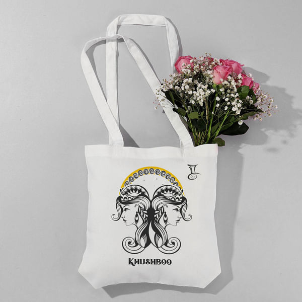 Stellar Sun Sign - Personalized Canvas Tote Bag - Gemini