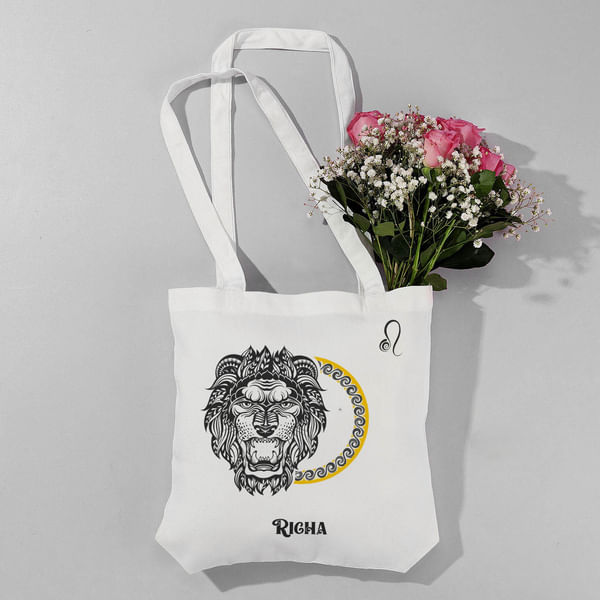 Stellar Sun Sign - Personalized Canvas Tote Bag - Leo