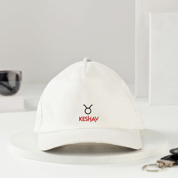 Stellar Sun Sign - Personalized White Cap - Taurus
