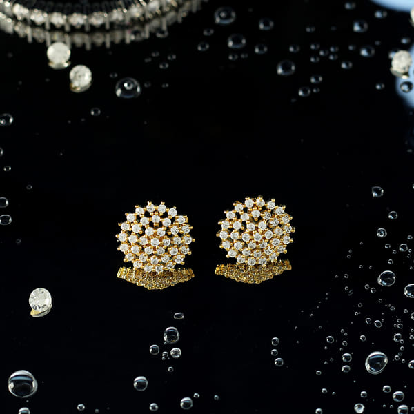 Stone Studded Floral Shaped Earrings