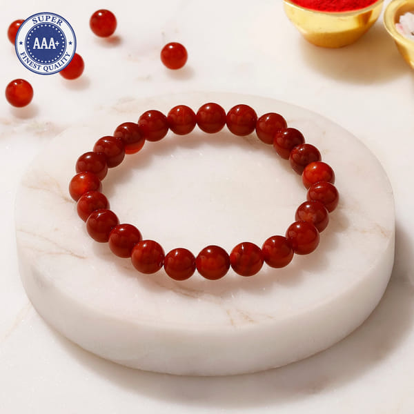 Strength and Protection Red Jasper Gemstone Bracelet Rakhi