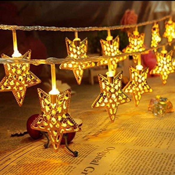 String Lights - LED - Star - Gold - 3m