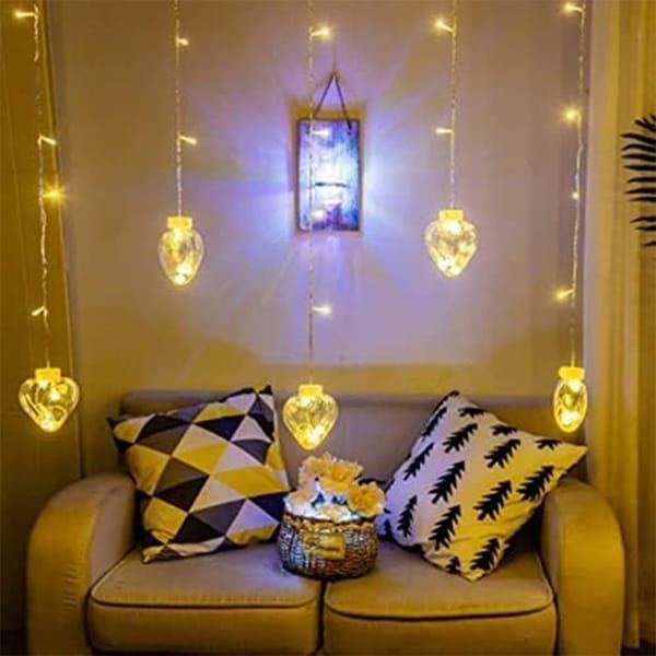 String Lights With Bulbs - Heart - Transparent