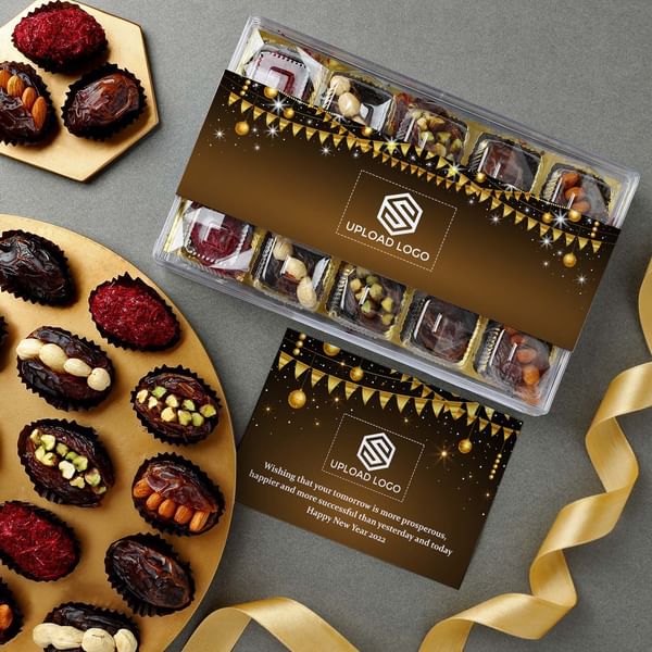 Stuffed Gourmet Jordan Dates New Year Gift Box - Customized With Logo