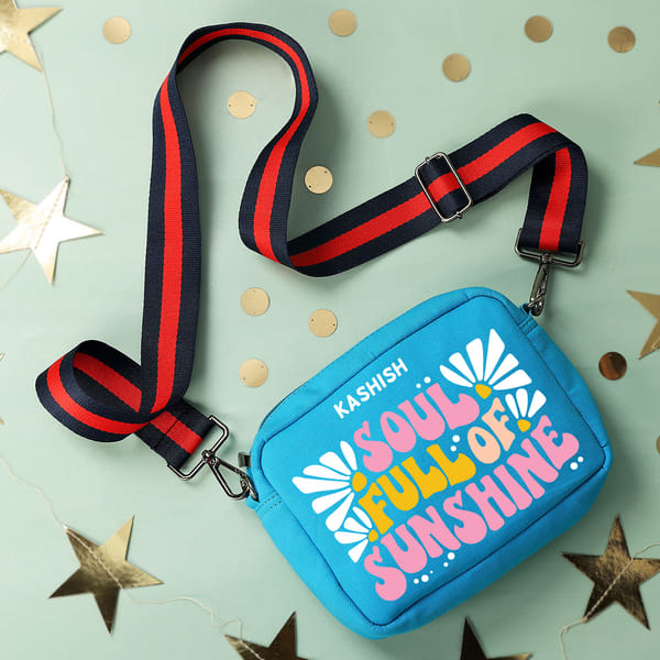 Sunshine Personalized Canvas Bag - Pop Blue