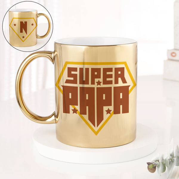 Super Papa Personalized Metallic Gold Mug