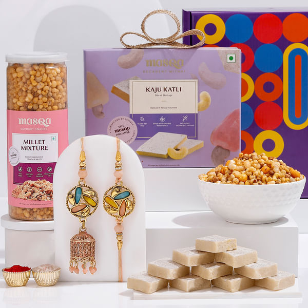 Sweet And Savory Bhaiya Bhabhi Rakhi Hamper