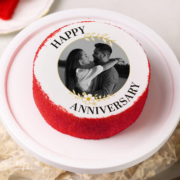 Sweet Anniversary Personalized Red Velvet Cake