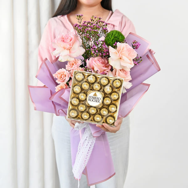 Sweet Avalanche Roses with Ferrero Rocher Bouquet