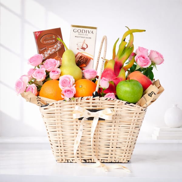 Sweet Harmony Gift Basket of 9 Fruits & 2 Chocolates