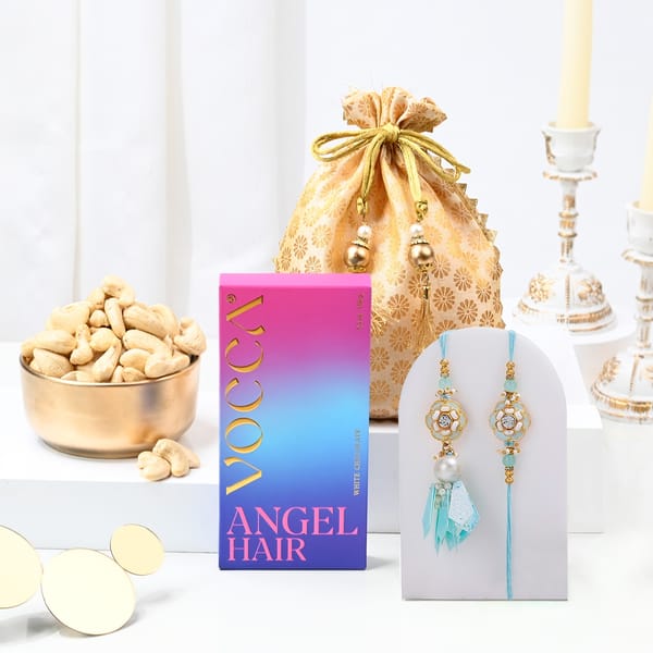 Sweets And Nuts Pastel Bhaiya Bhabhi Rakhi Hamper