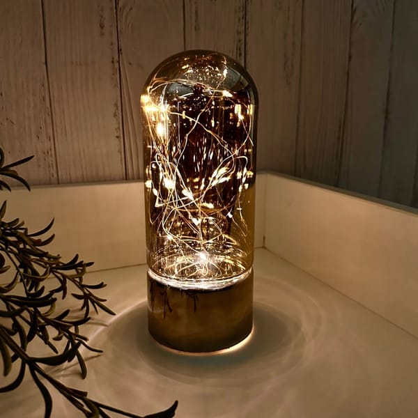 Table Lamp With Fairy Lights - Dome - Mirror Silver - Single Piece