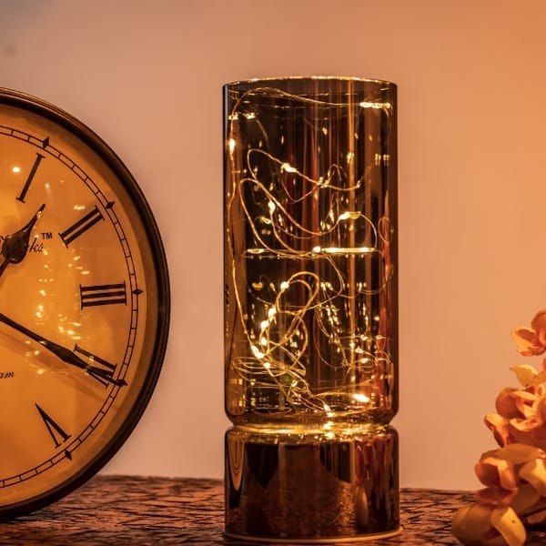 Table Lamp With Fairy Lights - Glass - Mirror Silver - Single Piece
