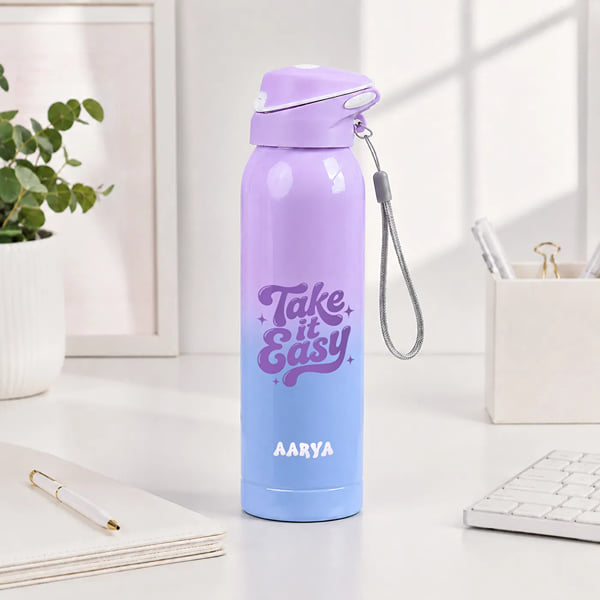Take It Easy Personalized Purple Water Bottle