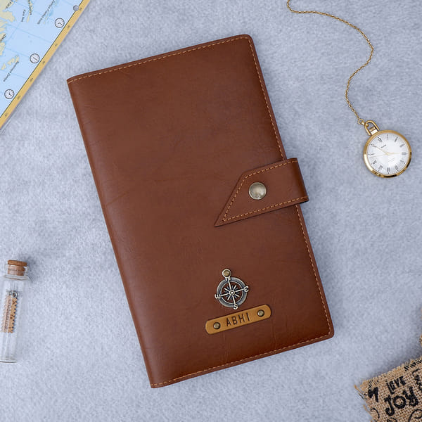 Tan Passport Holder - Personalized