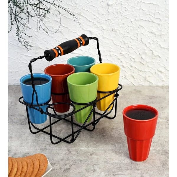 Tea Set - Cutting Chai With Stand - Set Of 6